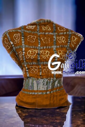 Mustered Bandhani Gharchola Gaji Silk Blouse