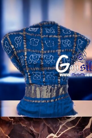 Sky Bandhani Gharchola Gaji Silk Blouse