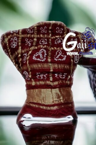 Marron Bandhani Gharchola Gaji Silk Blouse