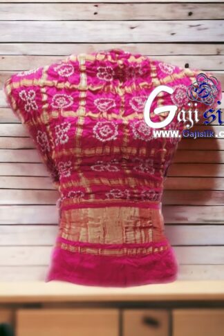 Pink Bandhani Gharchola Gaji Silk Blouse