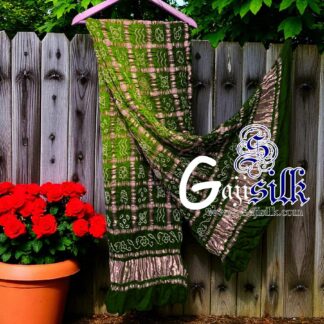Mehendi Green Bandhani Gharchola Dupatta Pure GajiSilk