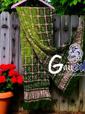 Mehendi Green Bandhani Gharchola Dupatta Pure GajiSilk