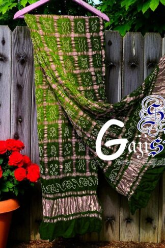 Mehendi Green Bandhani Gharchola Dupatta Pure GajiSilk