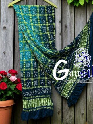 Sky T Blue Bandhani Gharchola Dupatta Pure GajiSilk