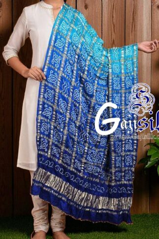 Blue Aqua Bandhani Gharchola Dupatta Pure GajiSilk
