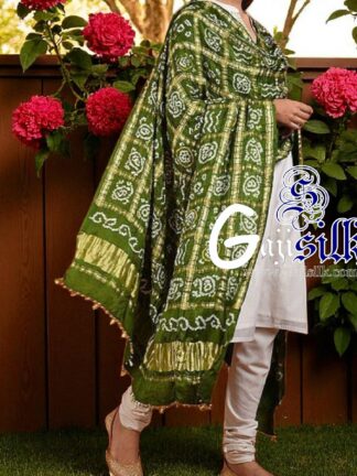 Mehendi Bandhani Gharchola Dupatta Pure GajiSilk
