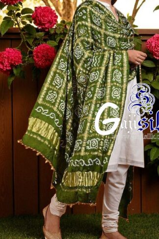 Mehendi Bandhani Gharchola Dupatta Pure GajiSilk
