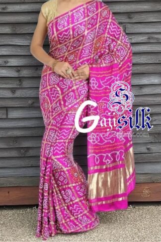 Pink Gharchola Rai Bandhani Saree Pure GajiSilk