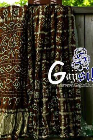 Dark Coffee Gharchola Bandhani Saree Pure GajiSilk