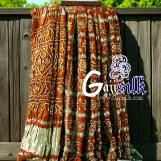 Rust Gharchola Bandhani Saree Pure GajiSilk