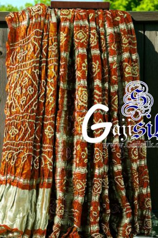 Rust Gharchola Bandhani Saree Pure GajiSilk