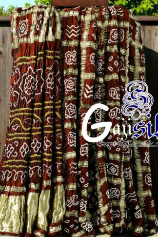 Marron Gharchola Bandhani Saree Pure GajiSilk