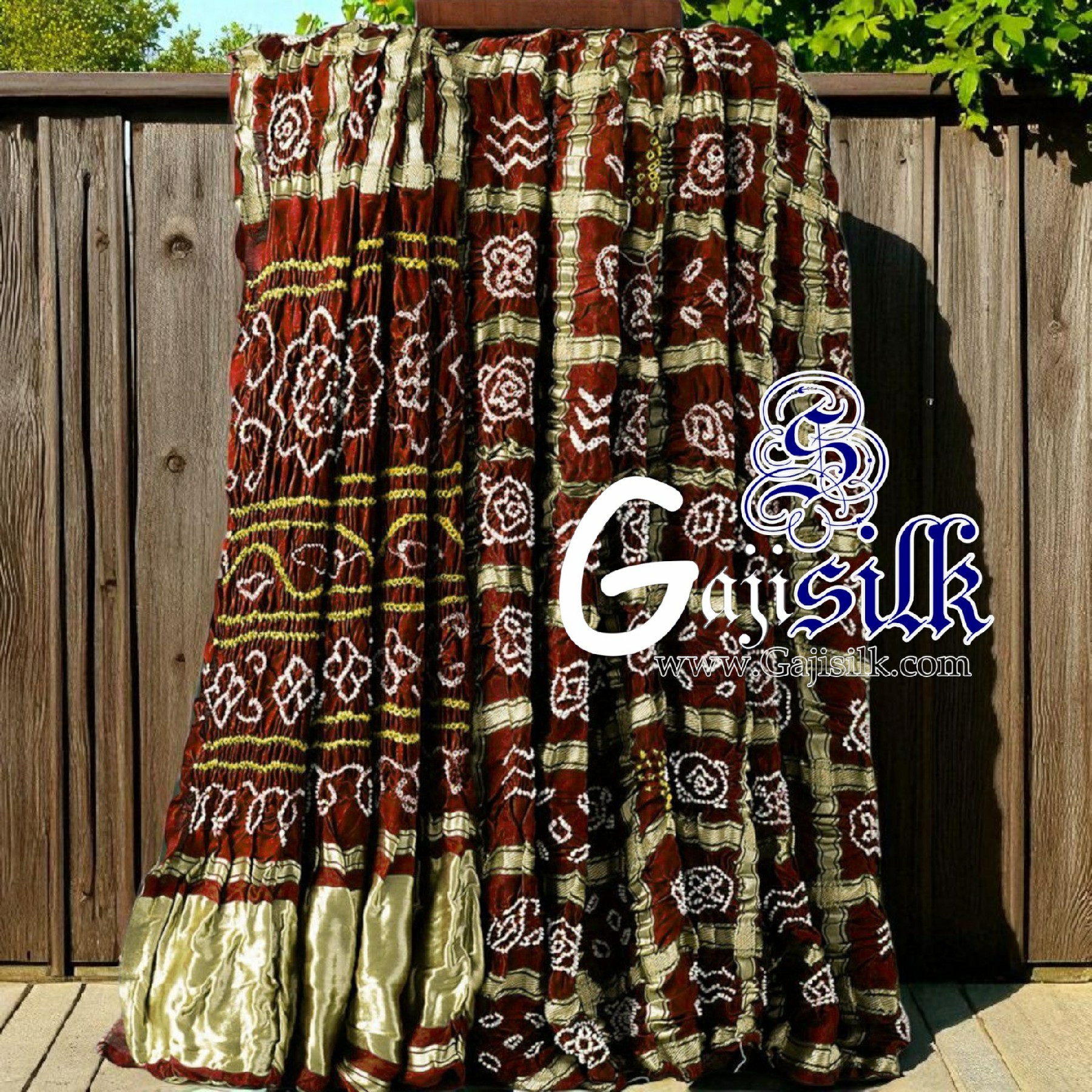 Marron Gharchola Bandhani Saree Pure GajiSilk