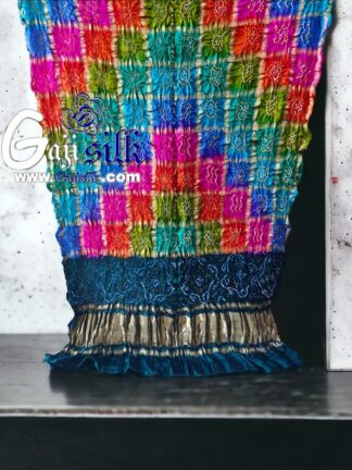 Wine Blue Gharchola Dupatta Multi Color Bandhani Pure GajiSilk