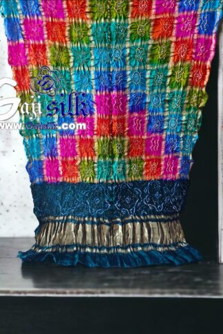 Wine Blue Gharchola Dupatta Multi Color Bandhani Pure GajiSilk