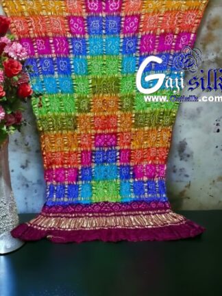 Magenta Gharchola Dupatta Multi Color Bandhani Pure GajiSilk