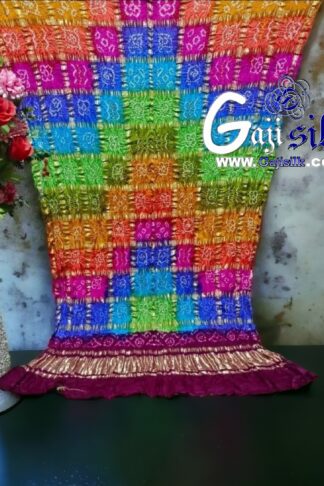 Magenta Gharchola Dupatta Multi Color Bandhani Pure GajiSilk