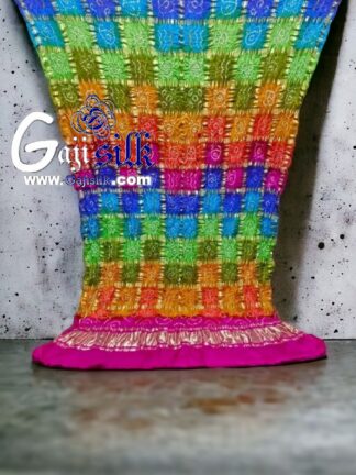 Love Pink Gharchola Dupatta Multi Color Bandhani Pure GajiSilk