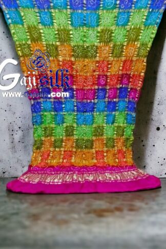 Love Pink Gharchola Dupatta Multi Color Bandhani Pure GajiSilk
