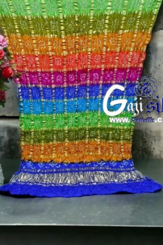 Royal Blue Gharchola Dupatta Multi Color Bandhani Pure GajiSilk