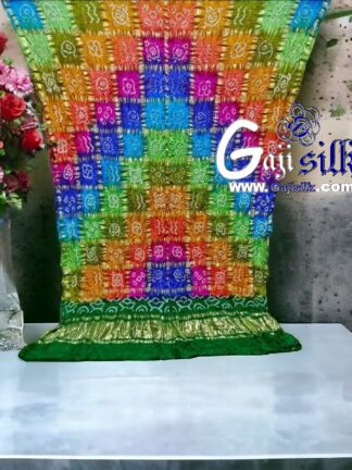 Green Gharchola Dupatta Multi Color Bandhani Pure GajiSilk