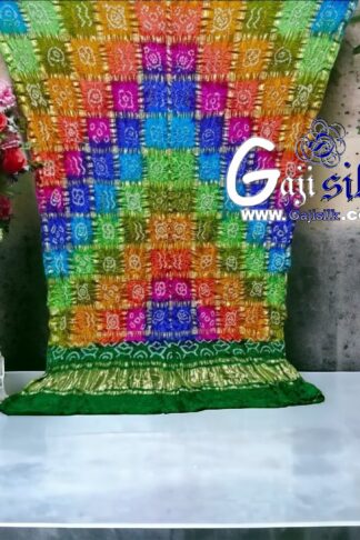 Green Gharchola Dupatta Multi Color Bandhani Pure GajiSilk