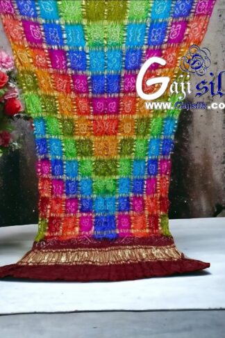 Red Gharchola Dupatta Multi Color Bandhani Pure GajiSilk