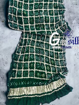 Bottle Green Bandhani Gharchola Dupatta Pure GajiSilk