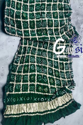 Bottle Green Bandhani Gharchola Dupatta Pure GajiSilk