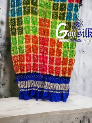 Dark Blue Gharchola Dupatta Multi Color Bandhani Pure GajiSilk
