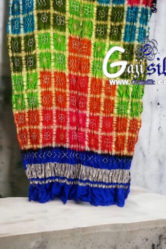 Dark Blue Gharchola Dupatta Multi Color Bandhani Pure GajiSilk