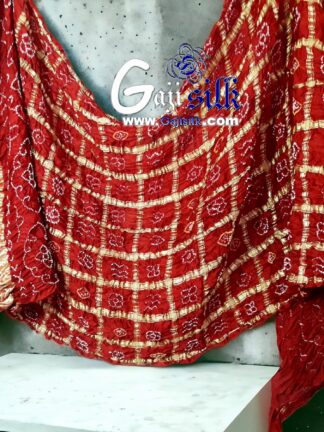Bridal Red Bandhani Gharchola Dupatta Pure GajiSilk