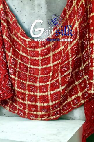 Bridal Red Bandhani Gharchola Dupatta Pure GajiSilk