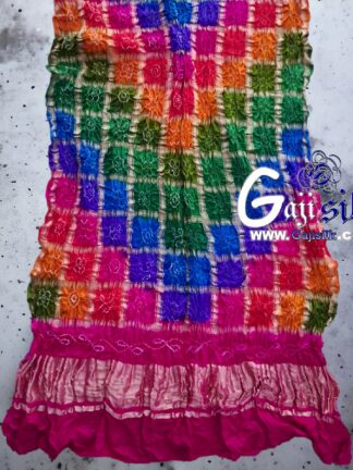 Wed Pink Gharchola Dupatta Multi Color Bandhani Pure GajiSilk
