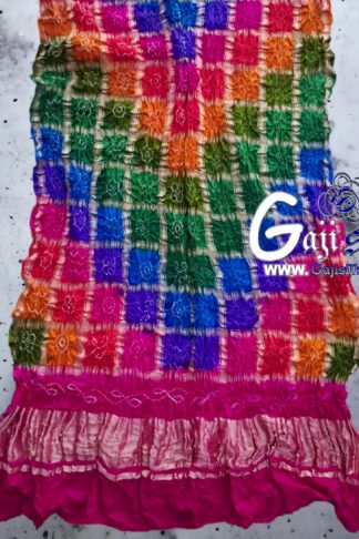 Wed Pink Gharchola Dupatta Multi Color Bandhani Pure GajiSilk