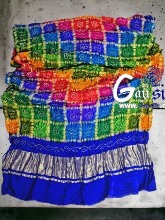 Wed Blue Gharchola Dupatta Multi Color Bandhani Pure GajiSilk