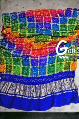 Wed Blue Gharchola Dupatta Multi Color Bandhani Pure GajiSilk