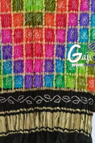 Black Gharchola Dupatta Multi Color Bandhani Pure GajiSilk