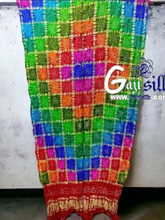 Dark Red Gharchola Dupatta Multi Color Bandhani Pure GajiSilk