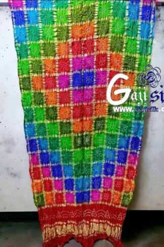 Dark Red Gharchola Dupatta Multi Color Bandhani Pure GajiSilk