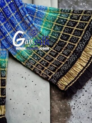 Black Sky Shaded Bandhani Gharchola Dupatta Pure GajiSilk
