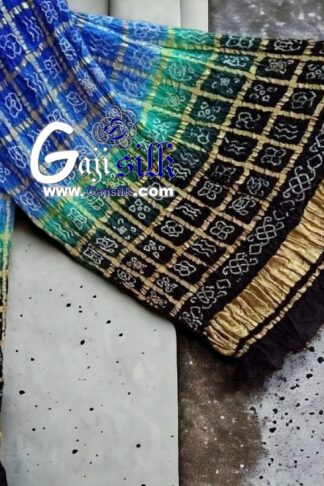 Black Sky Shaded Bandhani Gharchola Dupatta Pure GajiSilk