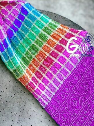 Magenta Bandhani Gharchola Multi Color Saree Pure GajiSilk