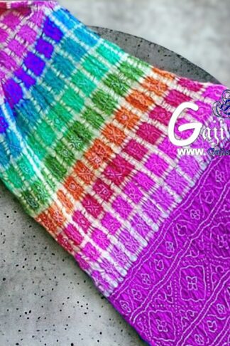 Magenta Bandhani Gharchola Multi Color Saree Pure GajiSilk