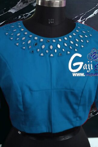 Sky Handwork Kutchi Work Gaji Silk Blouse