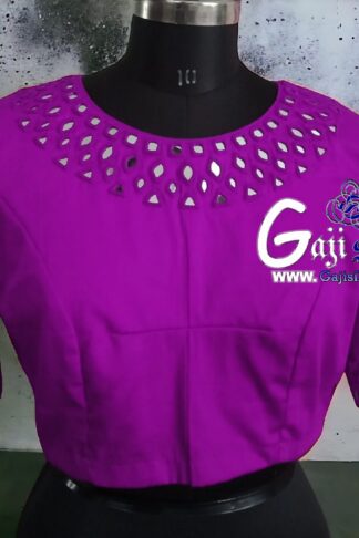 Magenta Handwork Kutchi Work Gaji Silk Blouse
