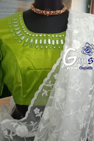 Mhendi Handwork Kutchi Work Gaji Silk Blouse