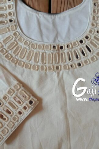 Cream Handwork Kutchi Work Gaji Silk Blouse