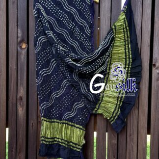 Dark Navy Leheriya Bandhani Dupatta GajiSilk