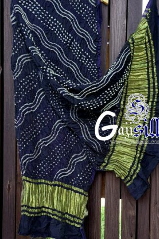 Dark Navy Leheriya Bandhani Dupatta GajiSilk
